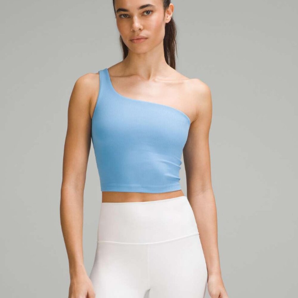Lululemon Ribbed Nulu Asymmetrical Yoga Tank Top - Light Blue Size 14